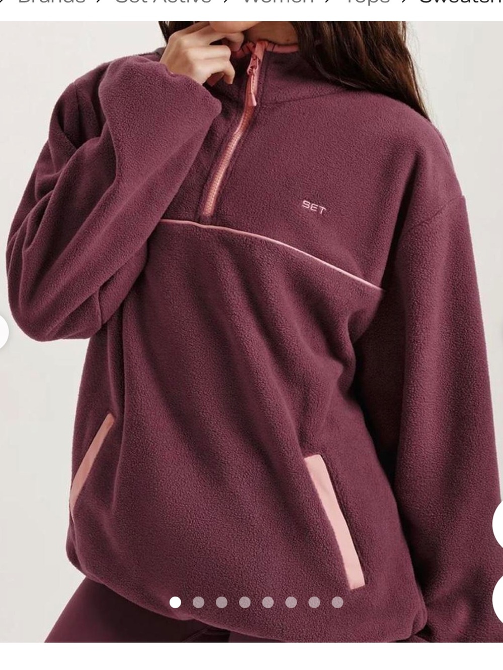 NWT SET Active Rosebud Fleece Half-Zip Pullover with Pink Trim